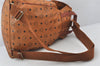 Authentic MCM Visetos Leather Vintage Drawstring Backpack Brown 4711K