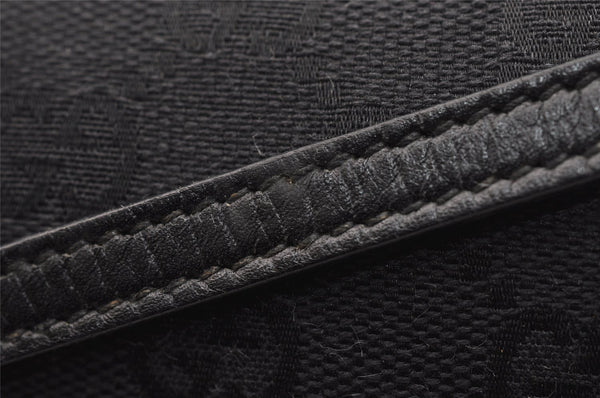 Authentic GUCCI Hand Bag Pouch Purse GG Canvas Leather 07198 Black 4712I