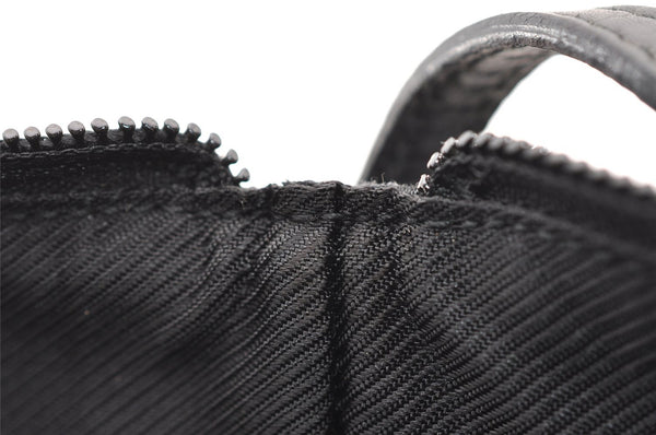 Authentic GUCCI Hand Bag Pouch Purse GG Canvas Leather 07198 Black 4712I