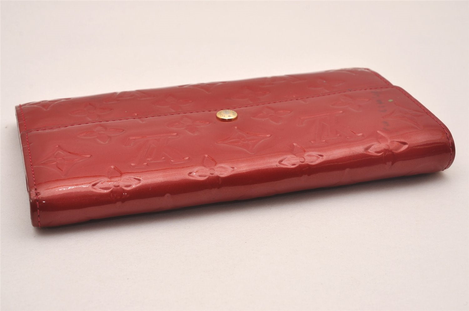 Auth Louis Vuitton Vernis Pochette Porte Monnaie Credit Wallet M91983 Red 4712J