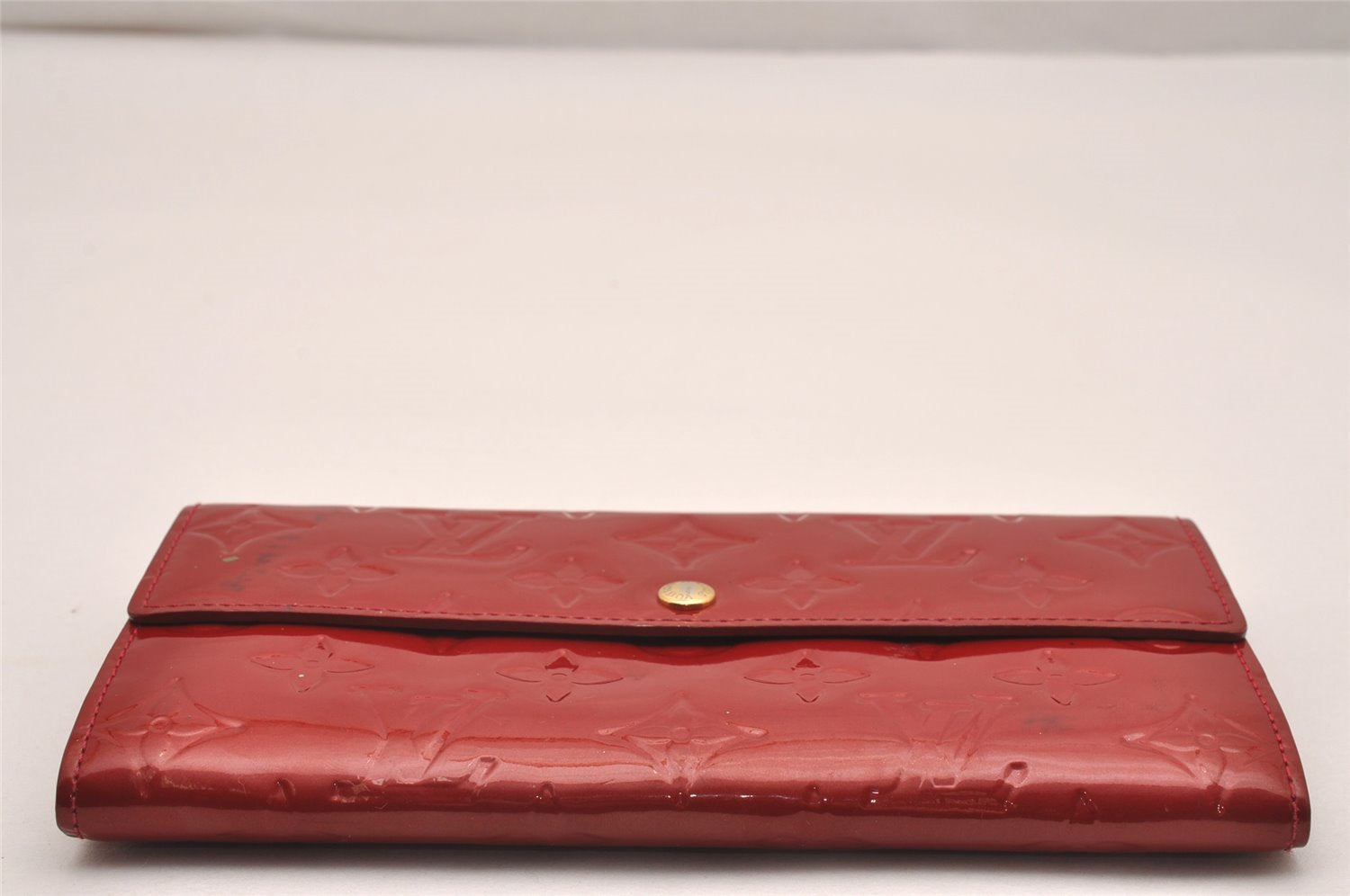 Auth Louis Vuitton Vernis Pochette Porte Monnaie Credit Wallet M91983 Red 4712J