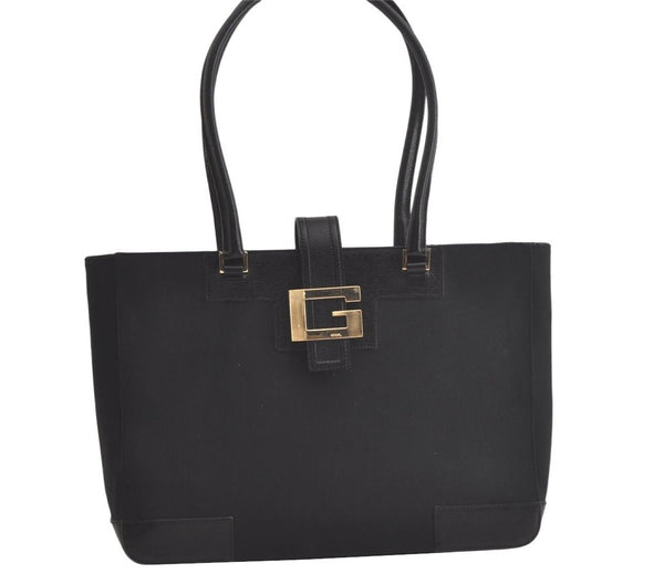 Authentic GUCCI Vintage Shoulder Tote Bag GG Canvas Leather 0021109 Black 4712K