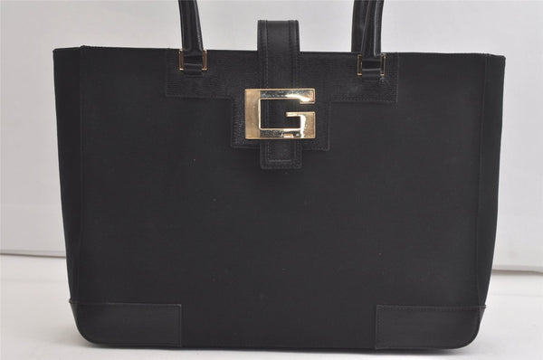 Authentic GUCCI Vintage Shoulder Tote Bag GG Canvas Leather 0021109 Black 4712K