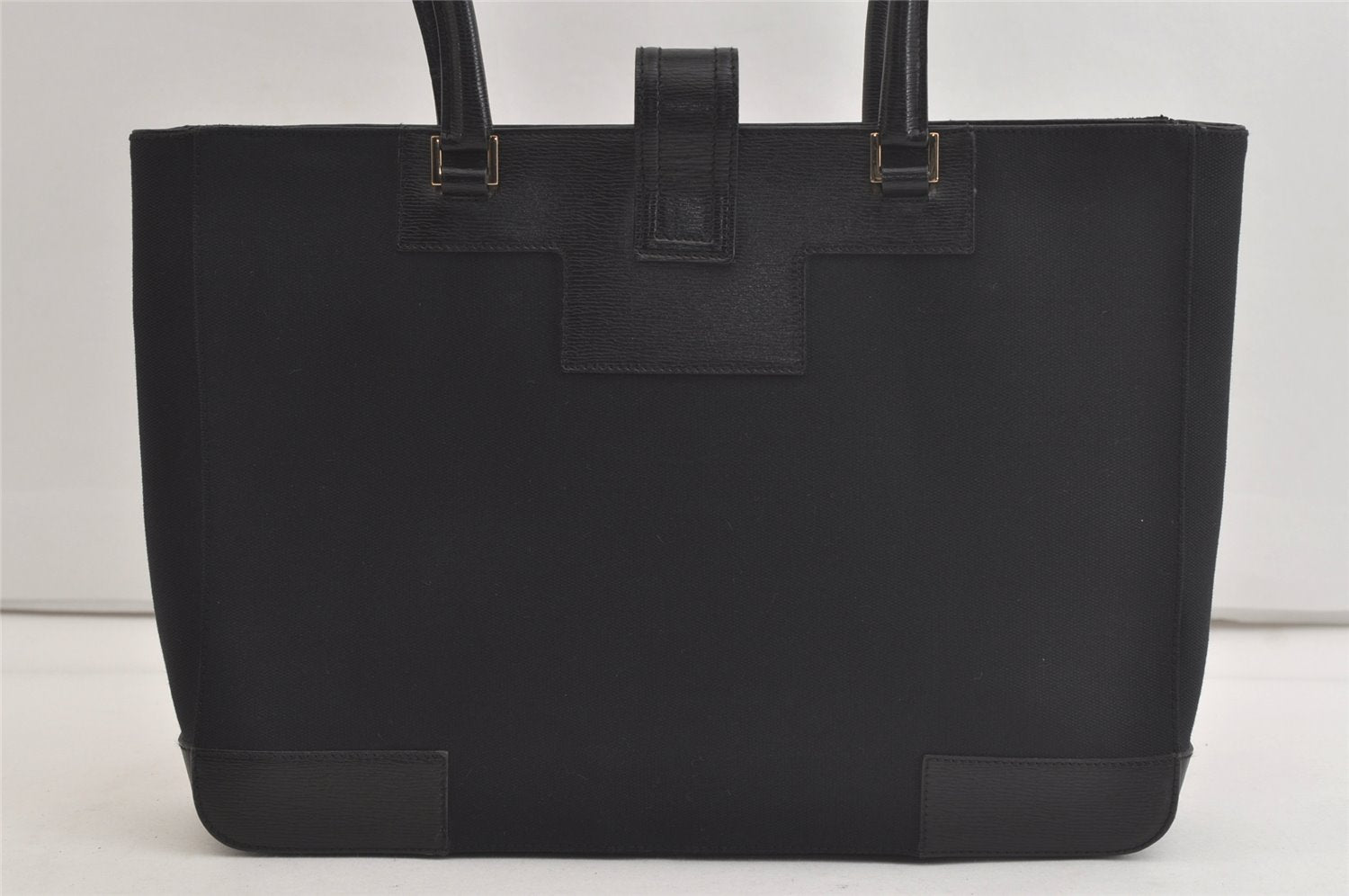 Authentic GUCCI Vintage Shoulder Tote Bag GG Canvas Leather 0021109 Black 4712K