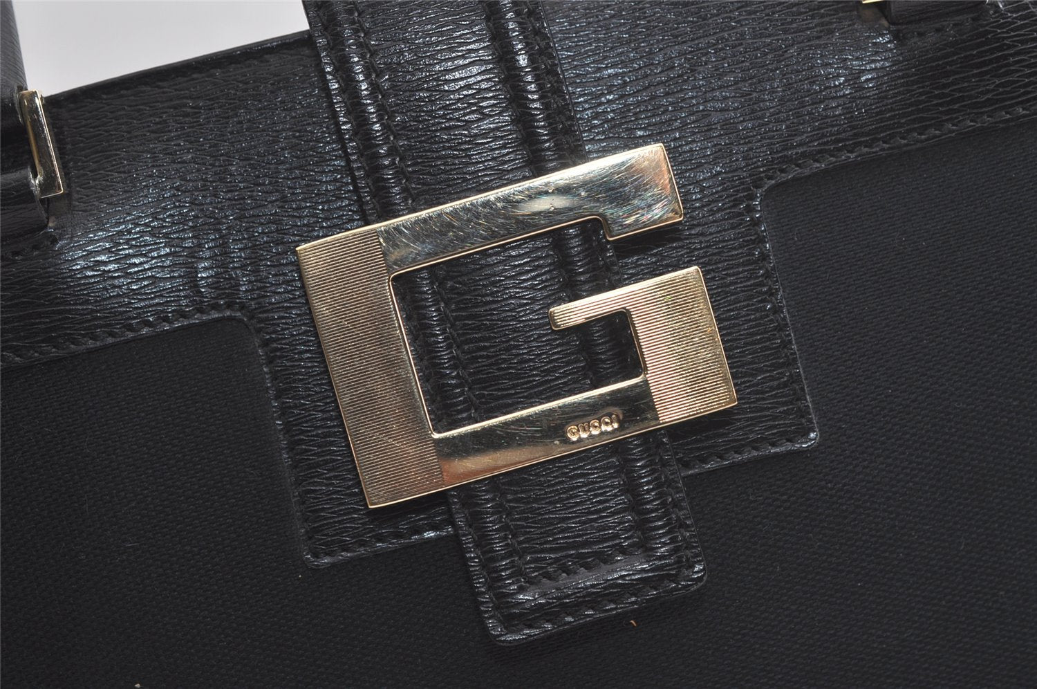 Authentic GUCCI Vintage Shoulder Tote Bag GG Canvas Leather 0021109 Black 4712K