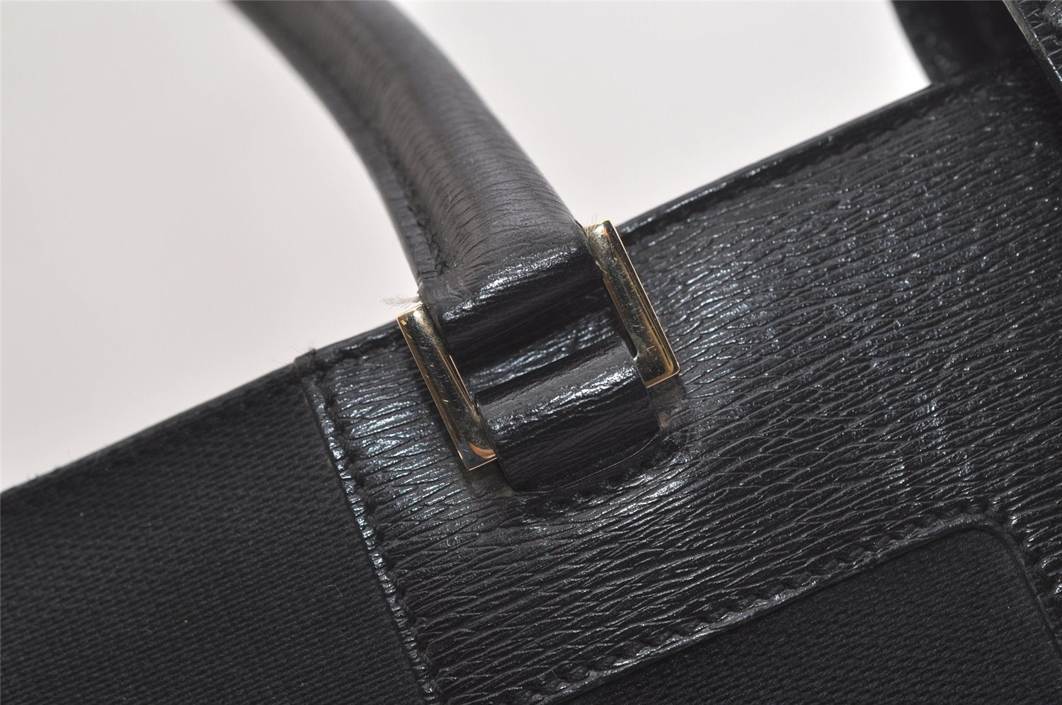 Authentic GUCCI Vintage Shoulder Tote Bag GG Canvas Leather 0021109 Black 4712K