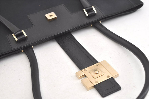 Authentic GUCCI Vintage Shoulder Tote Bag GG Canvas Leather 0021109 Black 4712K