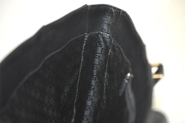 Authentic GUCCI Vintage Shoulder Tote Bag GG Canvas Leather 0021109 Black 4712K