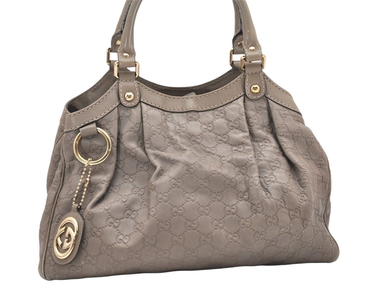 Authentic GUCCI Sukey Guccissima Tote Hand Bag GG Leather 211944 Gray 4713K