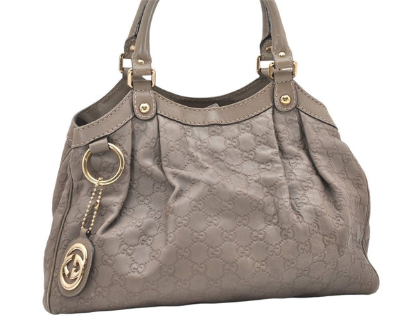 Authentic GUCCI Sukey Guccissima Tote Hand Bag GG Leather 211944 Gray 4713K