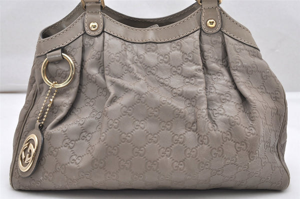 Authentic GUCCI Sukey Guccissima Tote Hand Bag GG Leather 211944 Gray 4713K
