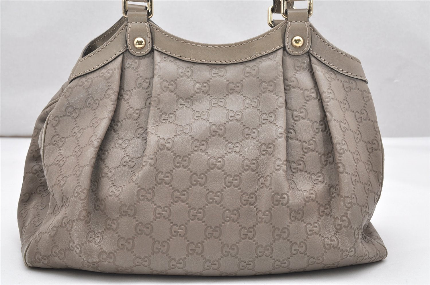 Authentic GUCCI Sukey Guccissima Tote Hand Bag GG Leather 211944 Gray 4713K