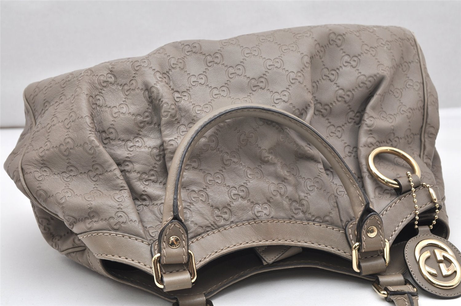 Authentic GUCCI Sukey Guccissima Tote Hand Bag GG Leather 211944 Gray 4713K
