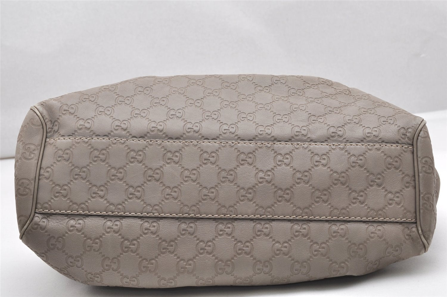 Authentic GUCCI Sukey Guccissima Tote Hand Bag GG Leather 211944 Gray 4713K