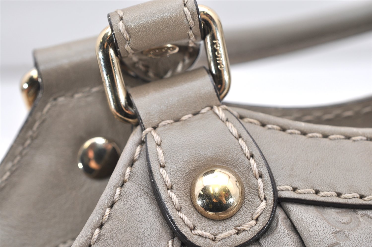 Authentic GUCCI Sukey Guccissima Tote Hand Bag GG Leather 211944 Gray 4713K