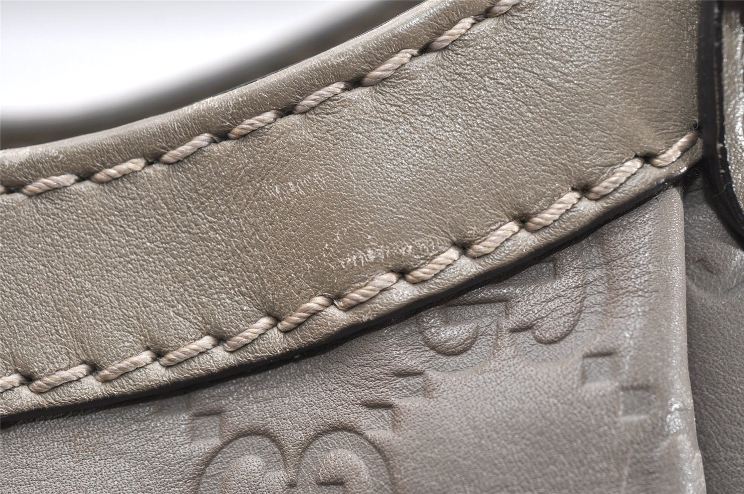 Authentic GUCCI Sukey Guccissima Tote Hand Bag GG Leather 211944 Gray 4713K