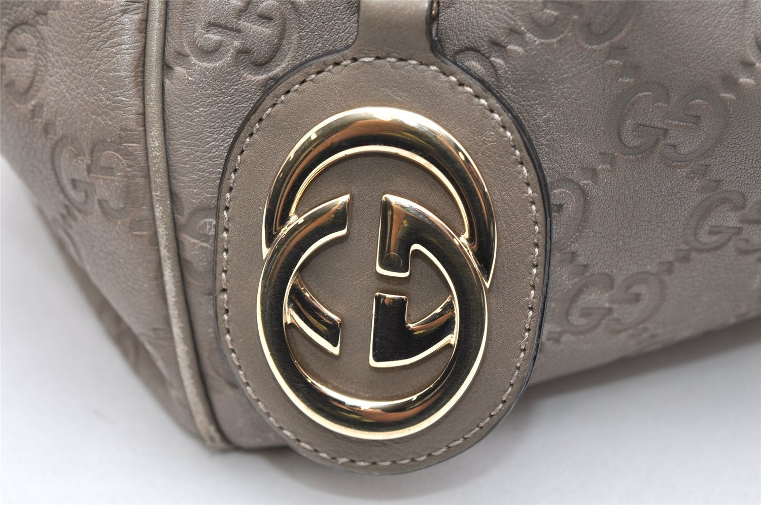 Authentic GUCCI Sukey Guccissima Tote Hand Bag GG Leather 211944 Gray 4713K