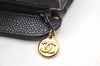 Authentic CHANEL Caviar Skin CC Logo Cosmetic Pouch Purse Black Junk 4714K