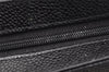 Authentic CHANEL Caviar Skin CC Logo Cosmetic Pouch Purse Black Junk 4714K