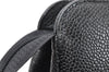 Authentic CHANEL Caviar Skin CC Logo Cosmetic Pouch Purse Black Junk 4714K