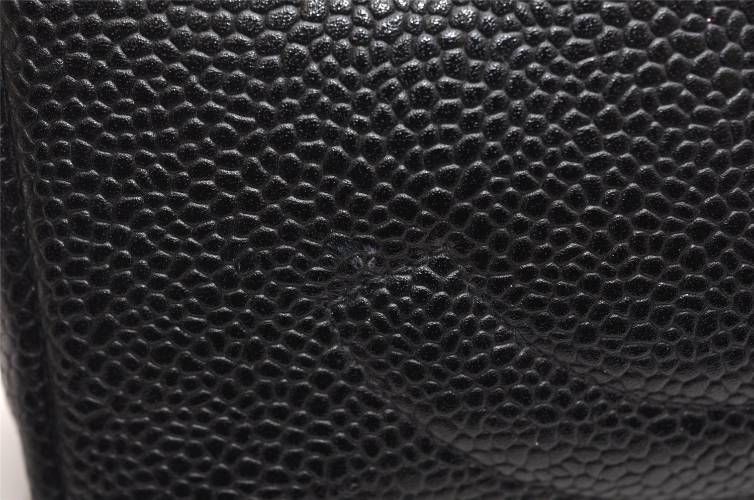 Authentic CHANEL Caviar Skin CC Logo Cosmetic Pouch Purse Black Junk 4714K
