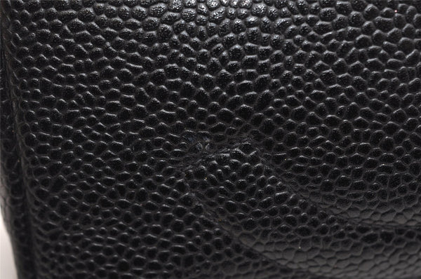 Authentic CHANEL Caviar Skin CC Logo Cosmetic Pouch Purse Black Junk 4714K