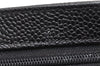 Authentic CHANEL Caviar Skin CC Logo Cosmetic Pouch Purse Black Junk 4714K