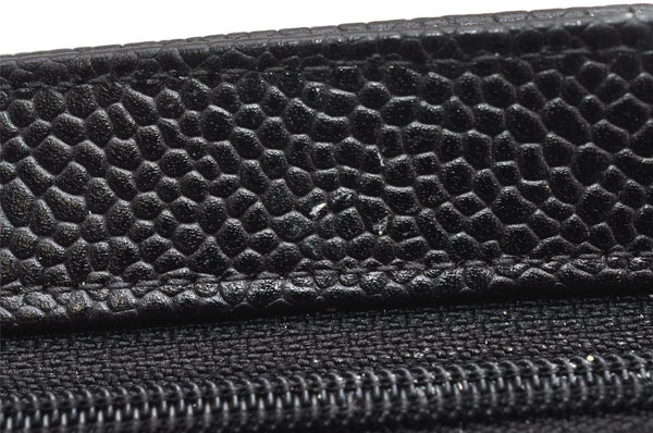 Authentic CHANEL Caviar Skin CC Logo Cosmetic Pouch Purse Black Junk 4714K