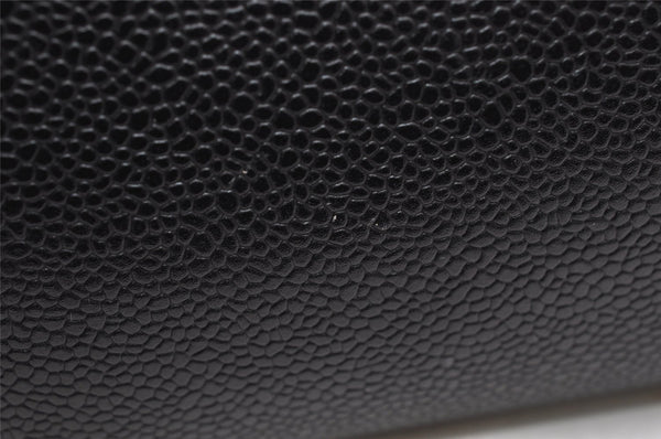 Authentic CHANEL Caviar Skin CC Logo Cosmetic Pouch Purse Black Junk 4714K