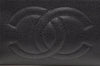 Authentic CHANEL Caviar Skin CC Logo Cosmetic Pouch Purse Black Junk 4714K