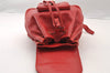 Authentic GUCCI Bamboo Vintage Drawstring Backpack Leather Red 4715I