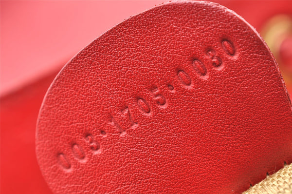 Authentic GUCCI Bamboo Vintage Drawstring Backpack Leather Red 4715I