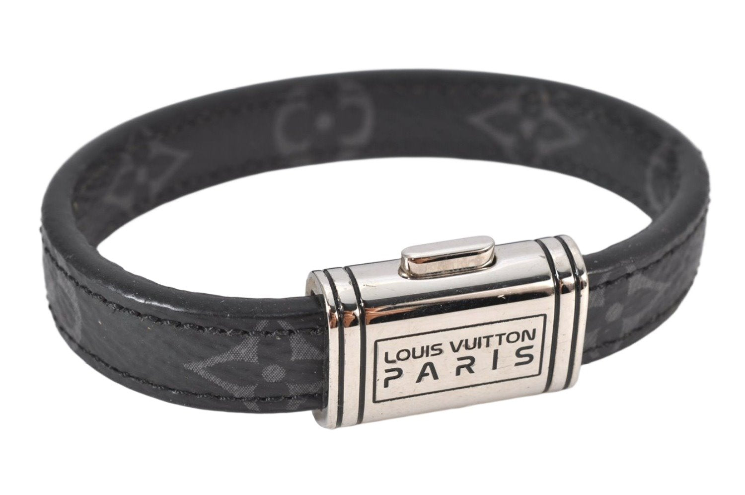 Authentic Louis Vuitton Monogram Eclipse Bracelet Clip It Black MP215E LV 4715K