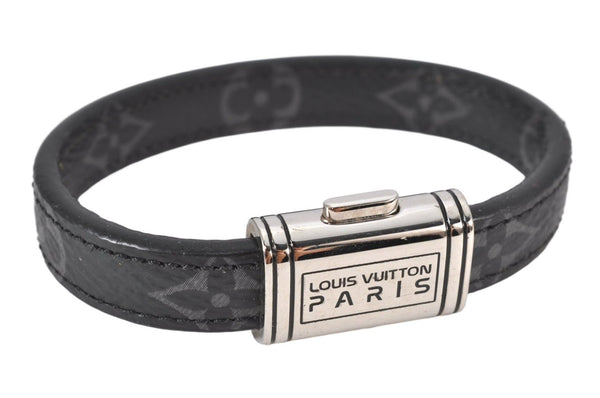 Authentic Louis Vuitton Monogram Eclipse Bracelet Clip It Black MP215E LV 4715K