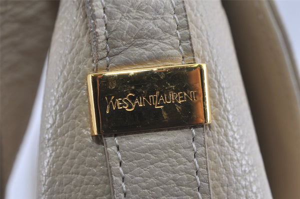 Authentic YVES SAINT LAURENT Shoulder Cross Body Bag Purse Leather White 4717I