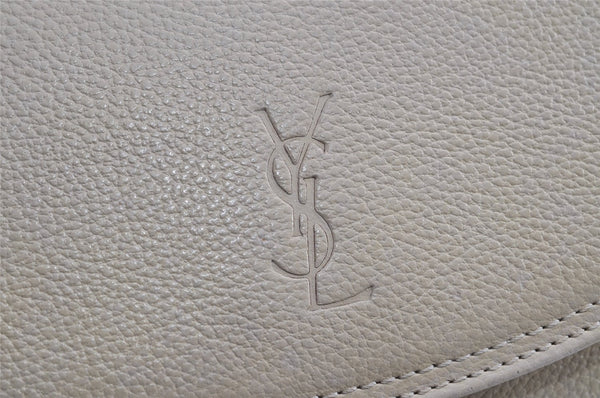 Authentic YVES SAINT LAURENT Shoulder Cross Body Bag Purse Leather White 4717I