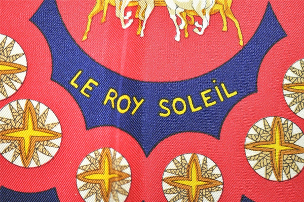 Authentic HERMES Carre 90 Scarf "LE ROY SOLEIL" Silk Navy Blue 4718J