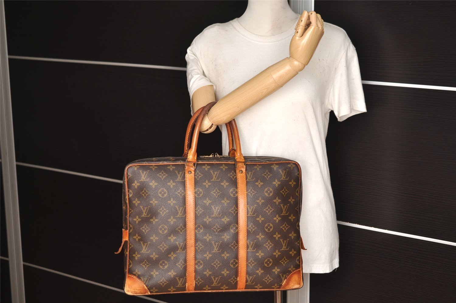 Authentic Louis Vuitton Monogram Porte Documents Voyage M53361 Briefcase 4719I