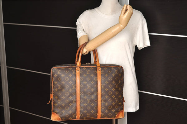 Authentic Louis Vuitton Monogram Porte Documents Voyage M53361 Briefcase 4719I