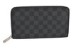 Authentic Louis Vuitton Damier Graphite Zippy Organizer Wallet N63077 LV 4719K