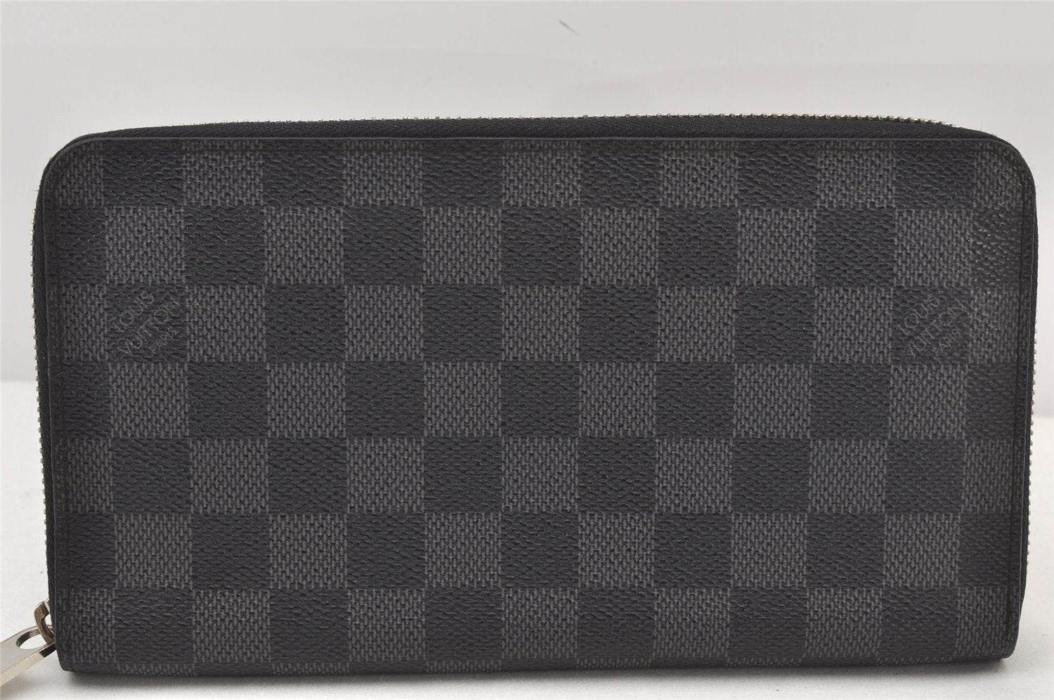 Authentic Louis Vuitton Damier Graphite Zippy Organizer Wallet N63077 LV 4719K