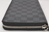 Authentic Louis Vuitton Damier Graphite Zippy Organizer Wallet N63077 LV 4719K