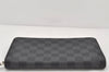 Authentic Louis Vuitton Damier Graphite Zippy Organizer Wallet N63077 LV 4719K