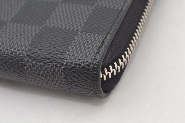 Authentic Louis Vuitton Damier Graphite Zippy Organizer Wallet N63077 LV 4719K