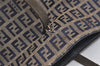 Authentic FENDI Vintage Zucchino Shoulder Tote Bag Canvas Leather Navy 4720J