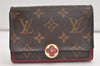 Auth Louis Vuitton Monogram Portefeuille Flore Compact Wallet M64588 Pink 4720K