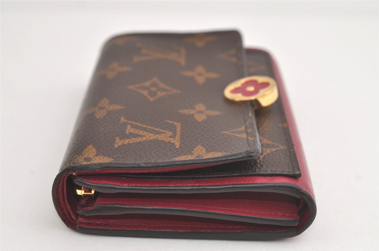 Auth Louis Vuitton Monogram Portefeuille Flore Compact Wallet M64588 Pink 4720K