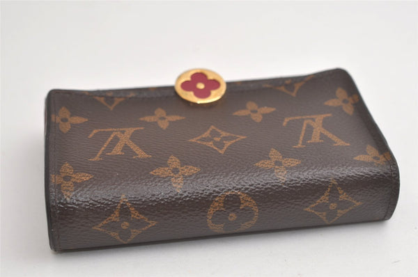 Auth Louis Vuitton Monogram Portefeuille Flore Compact Wallet M64588 Pink 4720K