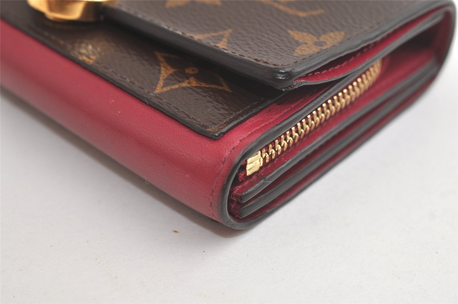 Auth Louis Vuitton Monogram Portefeuille Flore Compact Wallet M64588 Pink 4720K