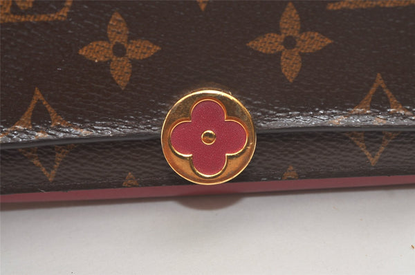 Auth Louis Vuitton Monogram Portefeuille Flore Compact Wallet M64588 Pink 4720K